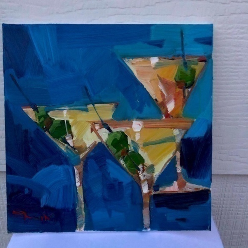 Jose Trujillo Original Impasto Painting Dirty Martinis Signed w Certificate NEW